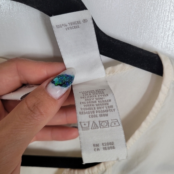 Liz Claiborne Vintage Ivory Button Down Blouse 90s Lightweight Quayer Sleeve Lrg - Picture 5 of 11